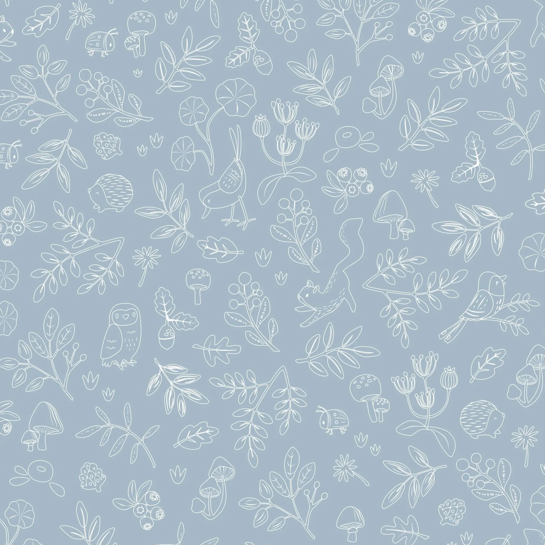 Behangstaal vliesbehang – Blauw – Forest Friends – Forest Wonder