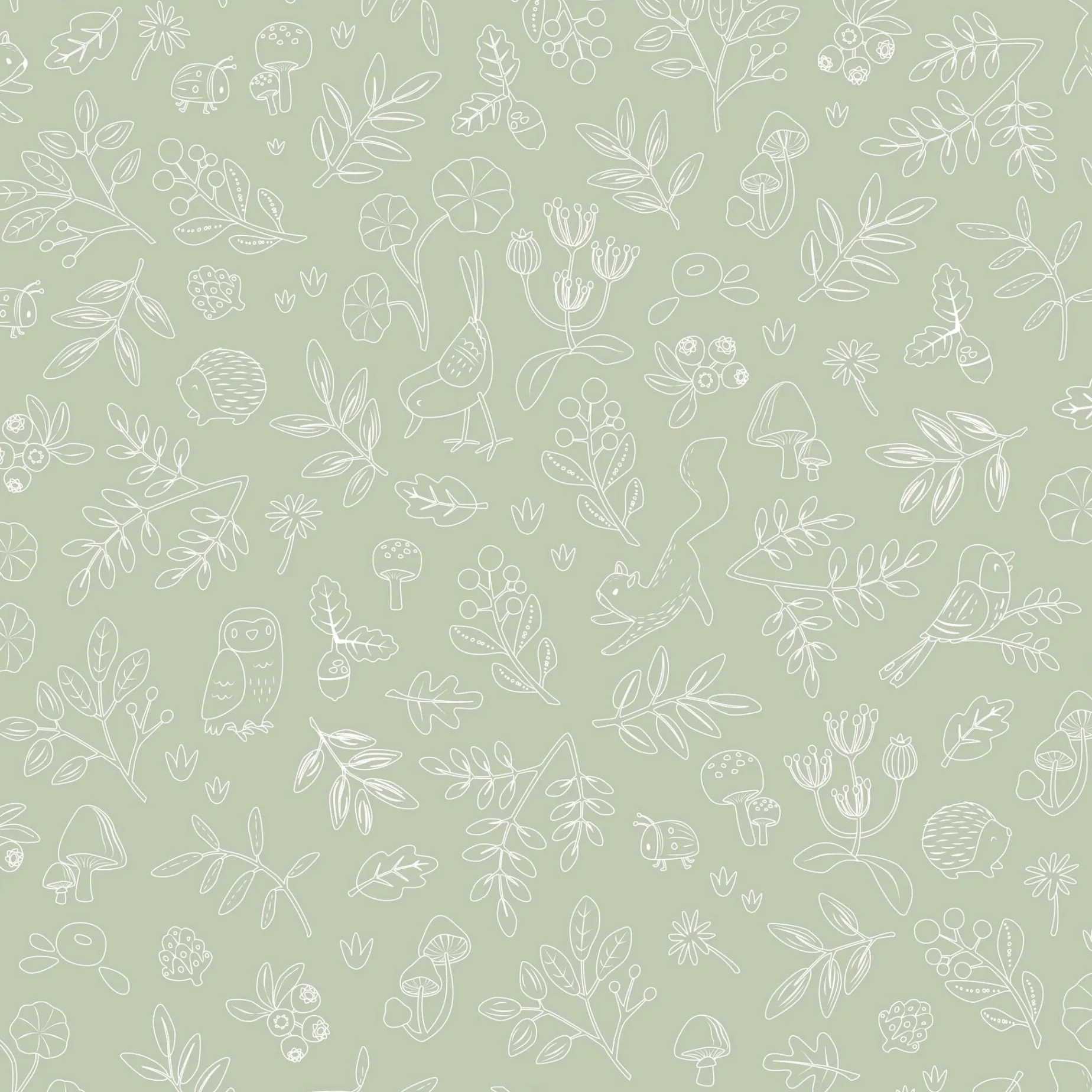 Behangstaal vliesbehang – Groen – Forest Friends – Forest Wonder