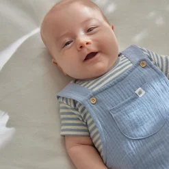 Gestreepte romper korte mouw - Blauw