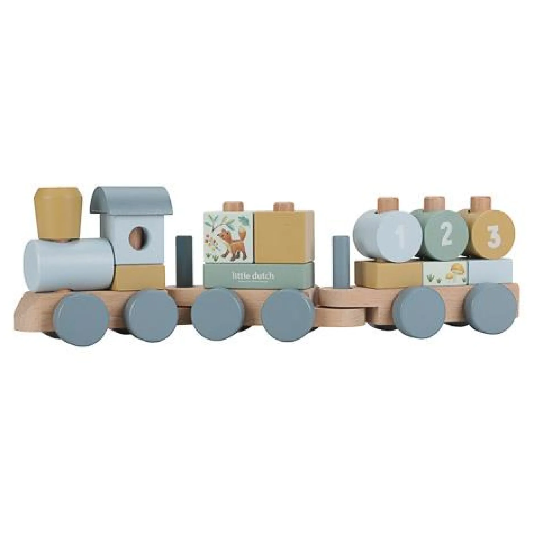 Houten Blokkentrein - Blauw - Forest Friends