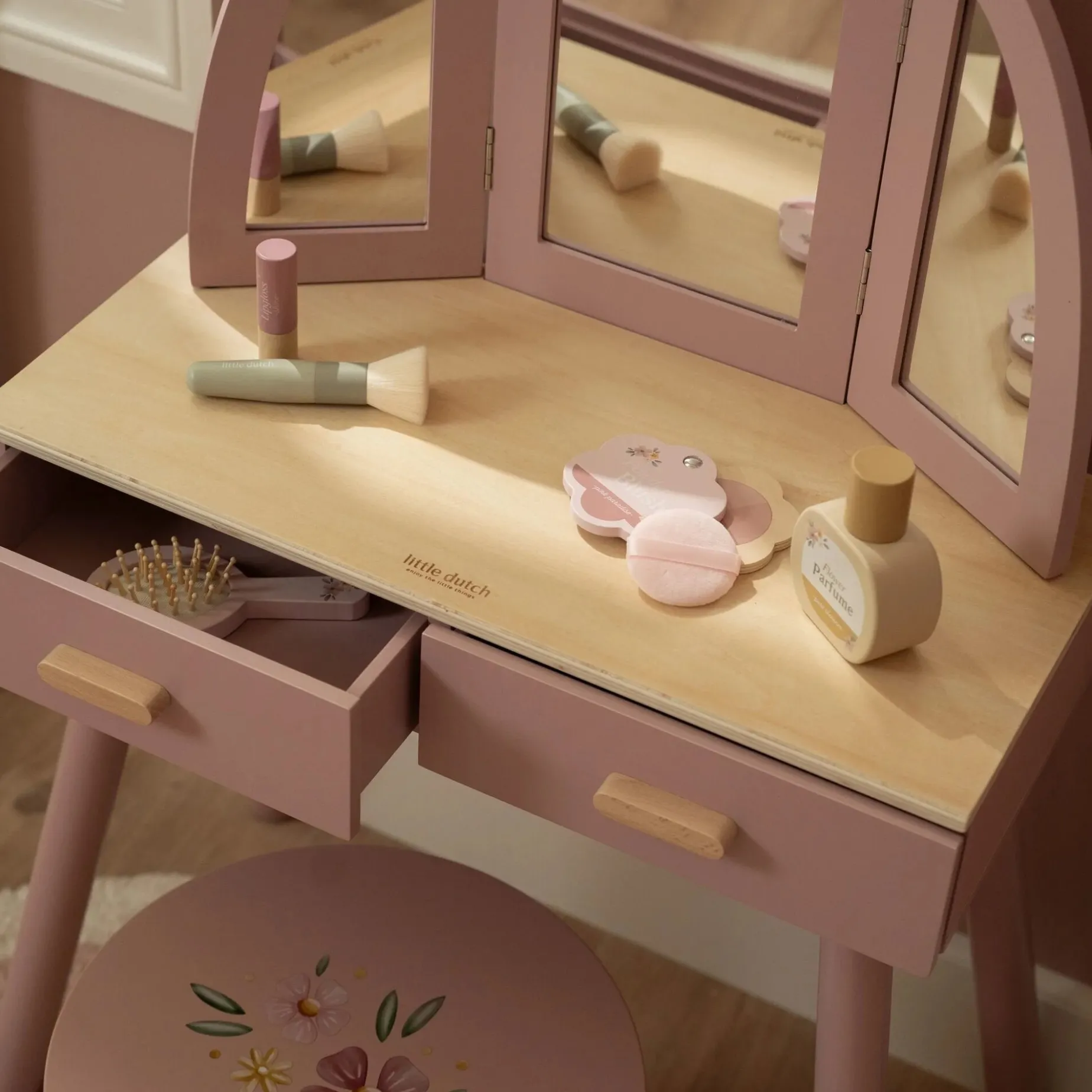 Houten kaptafel groot– Roze – Essentials