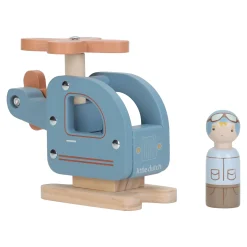 Houten speelgoed helikopter - Blauw