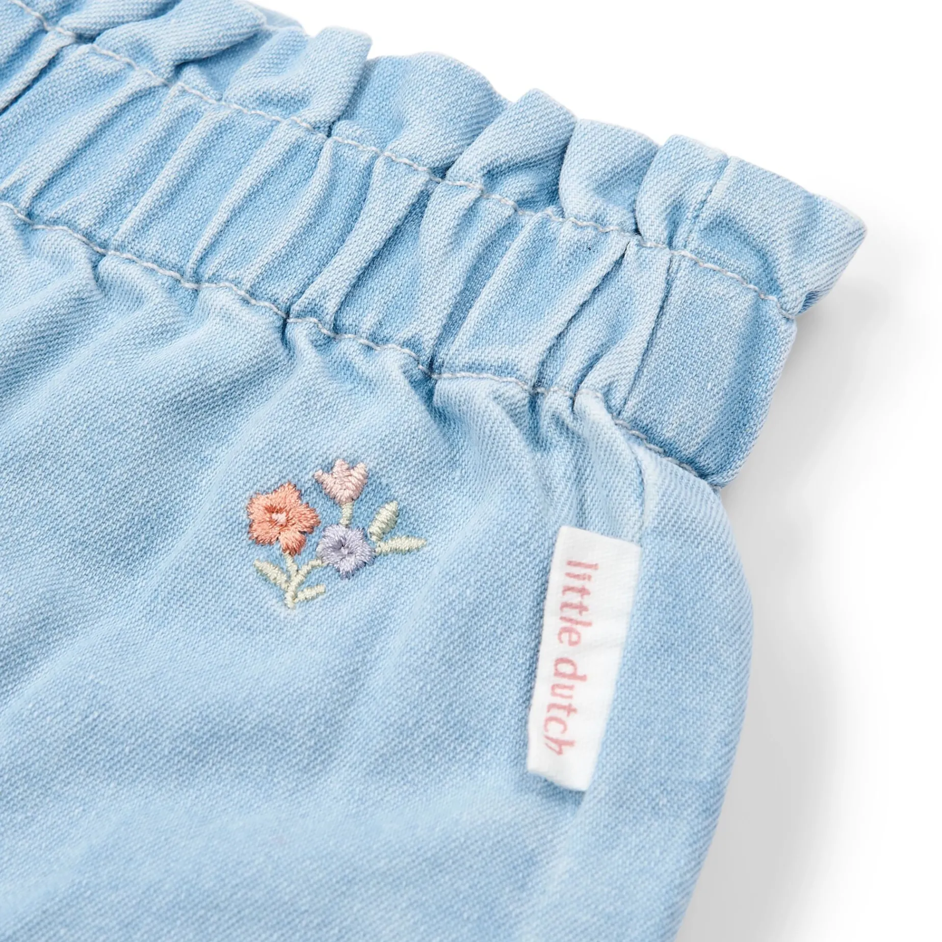 Korte broek geborduurd - Blauw