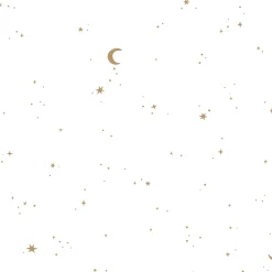 Vliesbehang – Wit – Newborn Naturals – Moon & Stars