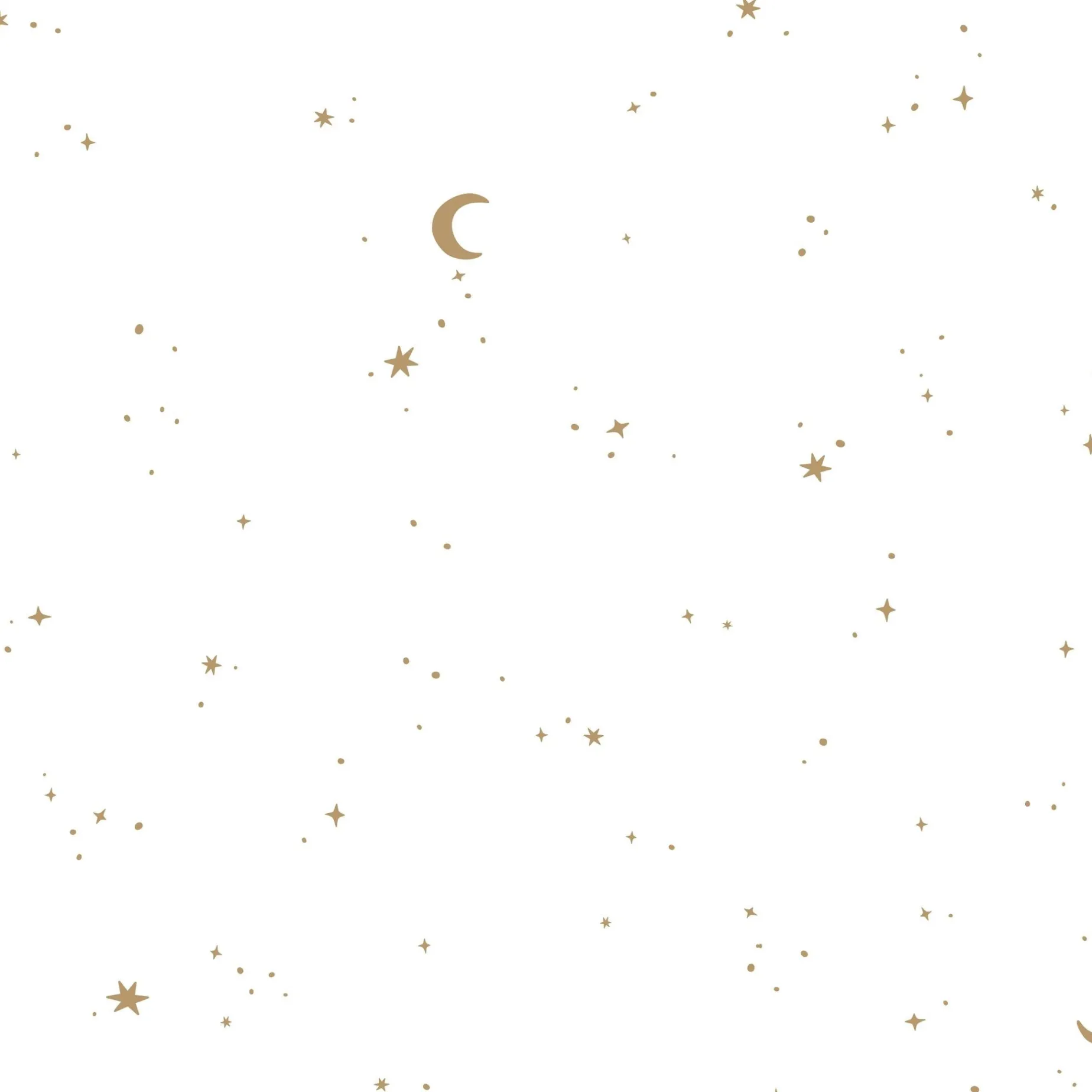 Vliesbehang – Wit – Newborn Naturals – Moon & Stars